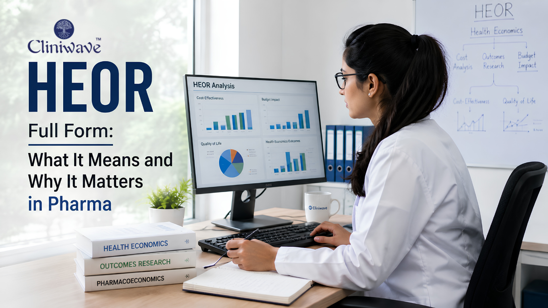 HEOR professional analyzing health economics and outcomes research data