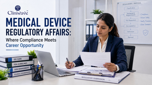Regulatory affairs professional reviewing medical device compliance documents